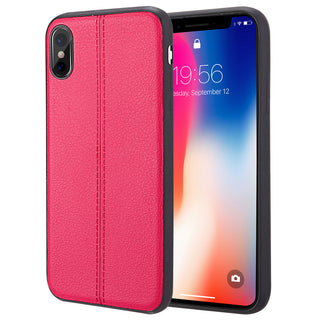 Apple iPhone XS, iPhone X Case Rugged Drop-proof Heavy Duty PU Leather Back Cover - Red