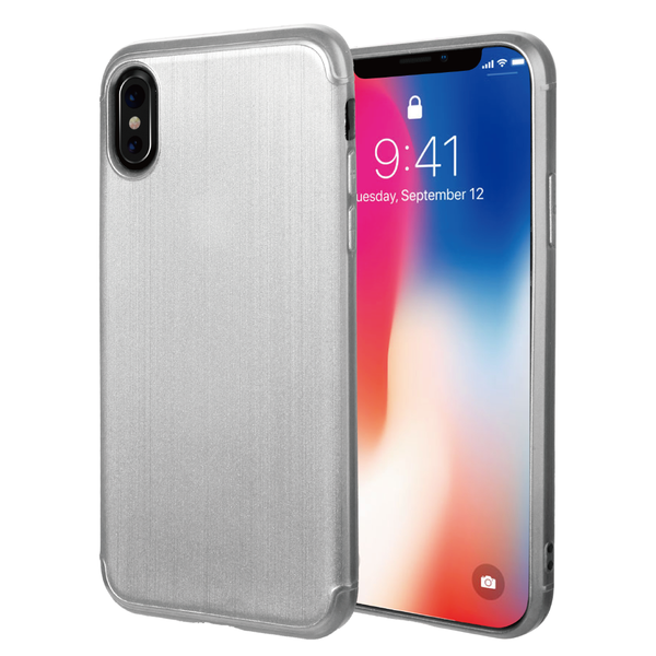 Apple iPhone XS, iPhone X Case Rugged Drop-proof TPU with Satin Finish Surface - Silver