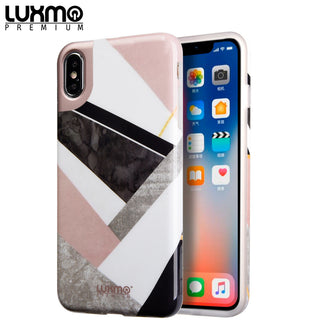 Case for Apple iPhone XS Max Luxmo Premium Marblicious Collection Marble Shine Design UV Coated TPU - Geometric Marble