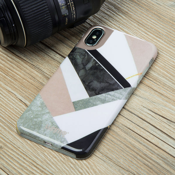 Case for Apple iPhone XS Max Luxmo Premium Marblicious Collection Marble Shine Design UV Coated TPU - Geometric Marble