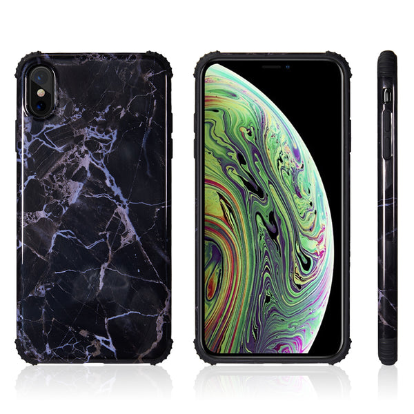 Case for Apple iPhone XS Max The Tough Corners UV Coated TPU with Full Cover Printed Design - Black Gemstone