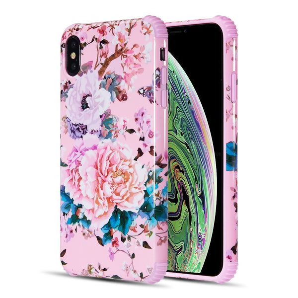 Apple iPhone XS Max Case Rugged Drop-proof UV Coated TPU Extra Tough Corners Protecton with Full Cover Printed Design - Rose Blossom