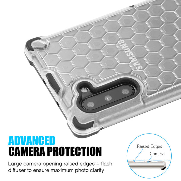Samsung Galaxy Note 10 Case Rugged Drop-Proof Heavy Duty TPU Honeycomb Tinted Shock Absorption Bumper - Clear