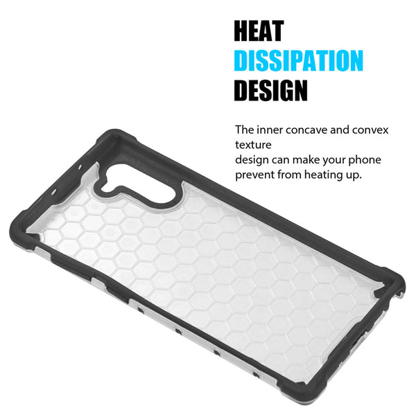 Samsung Galaxy Note 10 Case Rugged Drop-Proof Heavy Duty TPU Honeycomb Tinted Shock Absorption Bumper - Clear
