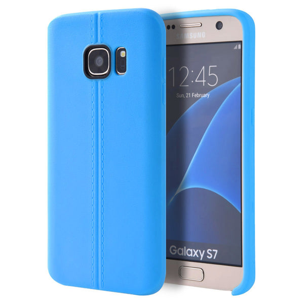 Samsung Galaxy S7 Case Rugged Drop-proof Slim TPU with Leather Look - Blue