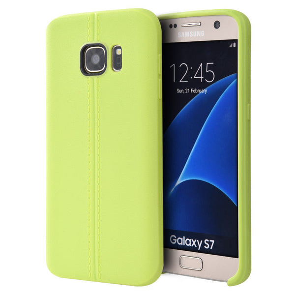 Samsung Galaxy S7 Case Rugged Drop-proof Slim TPU with Leather Look - Green