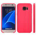 Samsung Galaxy S7 Case Rugged Drop-Proof Slim TPU with Leather Look - Hot Pink