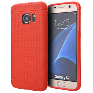 Samsung Galaxy S7 Case Rugged Drop-proof Dotted TPU Back - Red