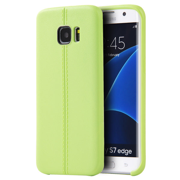 Samsung Galaxy S7 Edge Case Rugged Drop-proof Slim Jacket TPU with Leather Look Finish - Green