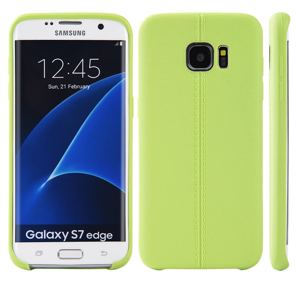 Samsung Galaxy S7 Edge Case Rugged Drop-Proof Slim Jacket TPU with Leather Look Finish - Green