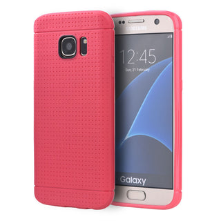 Samsung Galaxy S7 Edge Case Rugged Drop-proof Dotted TPU Back - Hot Pink