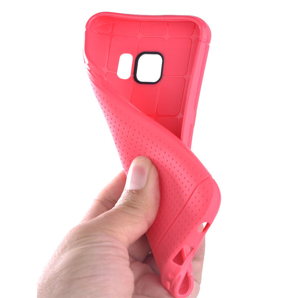 Samsung Galaxy S7 Edge Case Rugged Drop-Proof Dotted TPU Back - Hot Pink