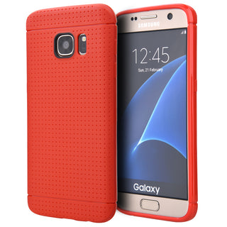 Samsung Galaxy S7 Edge Case Rugged Drop-proof Dotted TPU Back - Red