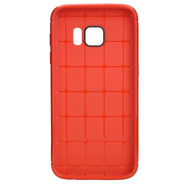 Samsung Galaxy S7 Edge Case Rugged Drop-Proof Dotted TPU Back - Red