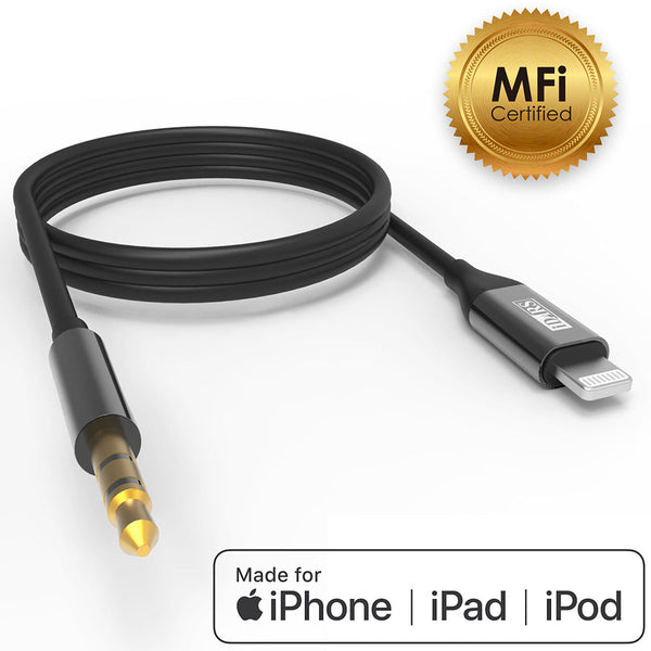 iDARS 3.5mm Male To Lightning Connector (MFiCertified) - Black