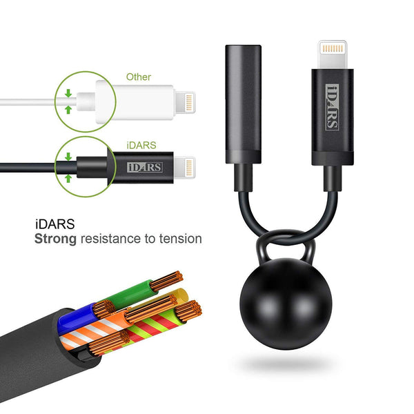 iDARS 3.5mm To Lightning Connector Adapter (MFiCertified) - Black