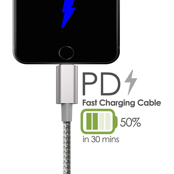 iDARS 8-inch Usb-C To Lightning Cable (MFiCertified) - Silver