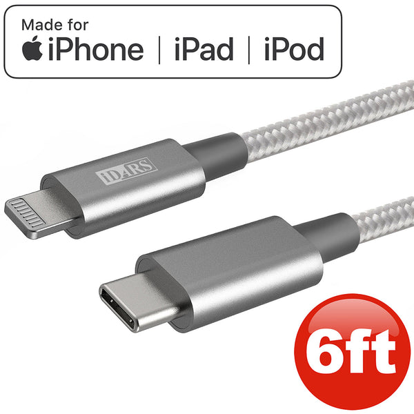 iDARS 6-Ft Usb-C To Lightning Cable (MFiCertified) - White