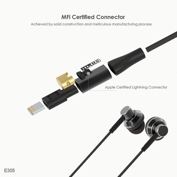 iDARS Lightning Connector Earphones (MFiCertified) - Black