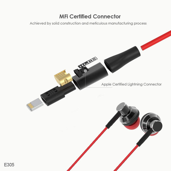iDARS Lightning Connector Earphones (MFiCertified) - Red
