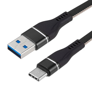 Universal USB Type-C 3 Feet Nylon Data Charging Cable - Black