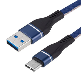 Universal USB Type-C 3 Feet Nylon Data Charging Cable - Blue