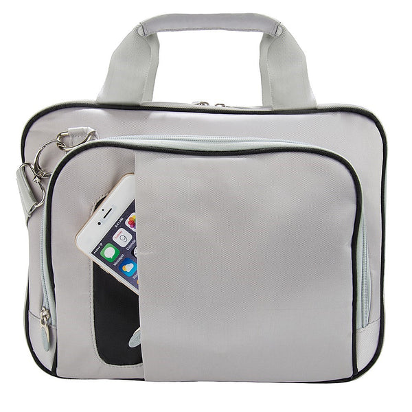 Universal 10" Fabric Carrying Pouch with Multi Storage Slots for Tablet Devices Notebook and Laptop - Grey