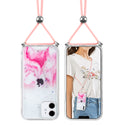 Apple iPhone 12 Mini Case Rugged Drop-proof Acrylic + TPU 3D Crystal Lacquer with Lanyard - Flamingo Red Swirl