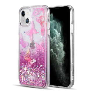 Case for Apple iPhone 13 Mini (5.4) Luxmo Waterfall Fusion Liquid Sparkling Flowing Sand - Butterfly Melody