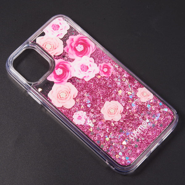 Case for Apple iPhone 13 Mini (5.4) Luxmo Waterfall Fusion Liquid Sparkling Flowing Sand - Les Pivoines