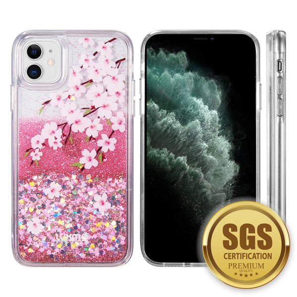 Case for Apple iPhone 13 Mini (5.4) Luxmo Waterfall Fusion Liquid Sparkling Flowing Sand - Sakura