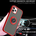 Apple iPhone 13 Pro Max Case Rugged Drop-Proof Frosted with Camera Lens Protector & Ring Holder Stand Kickstand - Red with Black Buttons