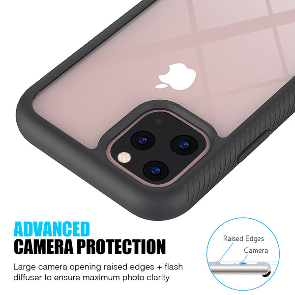 Apple iPhone 13 Pro Case Rugged Drop-Proof Clear TPU Bumper with Hard Clear Back - Black