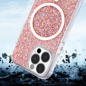 Apple iPhone 14 Pro Max Case Rugged Drop-Proof UV Coated Full Glitter MagSafe Compatible - Pink