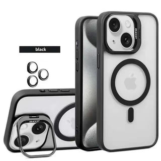 Case For iPhone 15 Plus/14 Plus The Compass Series Full Set - Black, Compatible with Magsafe, Clear Protective, Raised Camera Kickstand, Retail Packaging