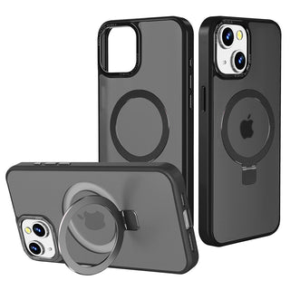 Case For iPhone 15 Plus (6.7") Orbit Frosted Compatible with Magsafe Collection 2.0 Matte Protective With Magnetic Kickstand And Raised Camera Protection - Frosted Matte Black