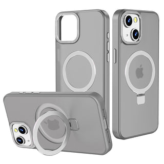 Case For iPhone 15 Plus (6.7") Orbit Frosted Compatible with Magsafe Collection 2.0 Matte Protective With Magnetic Kickstand And Raised Camera Protection - Frosted Titanium Grey