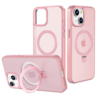 Case For iPhone 15 Plus (6.7") Orbit Frosted Compatible with Magsafe Collection 2.0 Matte Protective With Magnetic Kickstand And Raised Camera Protection - Frosted Blush Pink
