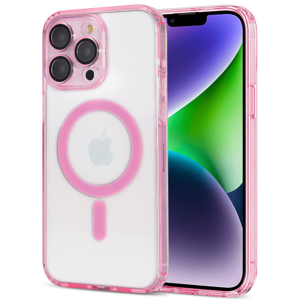 Case For iPhone 15 Pro (6.1") The Everyday Compatible with Magsafe Protective Transparent With Precise Camera Lens Cover Protection And Full Retail Ready Packaging - Pink Transparent