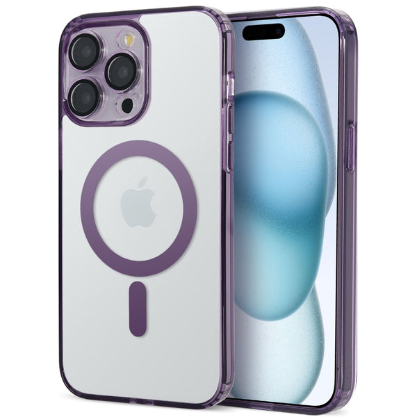 Case For iPhone 15 Pro (6.1") The Everyday Compatible with Magsafe Protective Transparent With Precise Camera Lens Cover Protection And Full Retail Ready Packaging - Purple Transparent