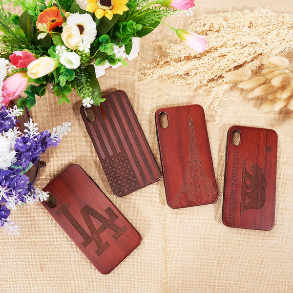 Case for Apple iPhone XS Max The Timber Real Wood Series Fusion TPU with Dark Rose Wood Trim - Bonjour Paris