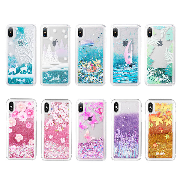 Case for Apple iPhone XS Max Luxmo Premium Waterfall Series Fusion Liquid Sparkling Flowing Sand - Shades Of Autumn