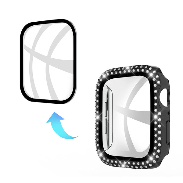 Case for Apple Watch 40mm with Full Double Edge Diamond and Full Protection - Black