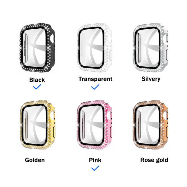 Case for Apple Watch 45mm with Full Double Edge Diamond and Full Protection – Pink