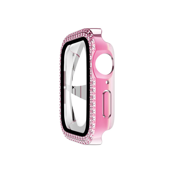 Case for Apple Watch 44mm with Full Double Edge Diamond and Full Protection - Pink