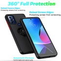 Case for Moto G Play 2023 Frosted 2 Tone PC Camera Lens Protector Ring - Navy Blue Case with Light Blue Buttons