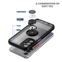 Case for Samsung Galaxy A14 4G / 5G Frosted 2 Tone PC Camera Lens Protector Ring - Black Case with Black Buttons