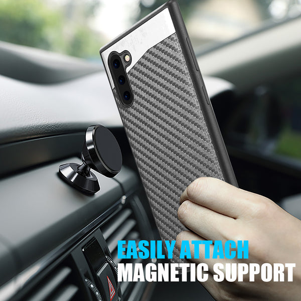 Samsung Galaxy Note 10 Case Rugged Drop-Proof Metallic TPU with Carbon Fiber Finish - Black
