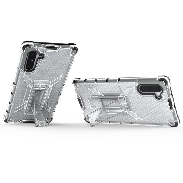 Samsung Galaxy Note 10 Case Rugged Drop-Proof Heavy Duty Tinted Clear Impact Absoption Slim Fit with Durable Kickstand - Clear