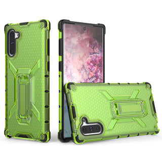 Samsung Galaxy Note 10 Case Rugged Drop-proof Heavy Duty Tinted Clear Impact Absoption Slim Fit with Durable Kickstand - Lime Green